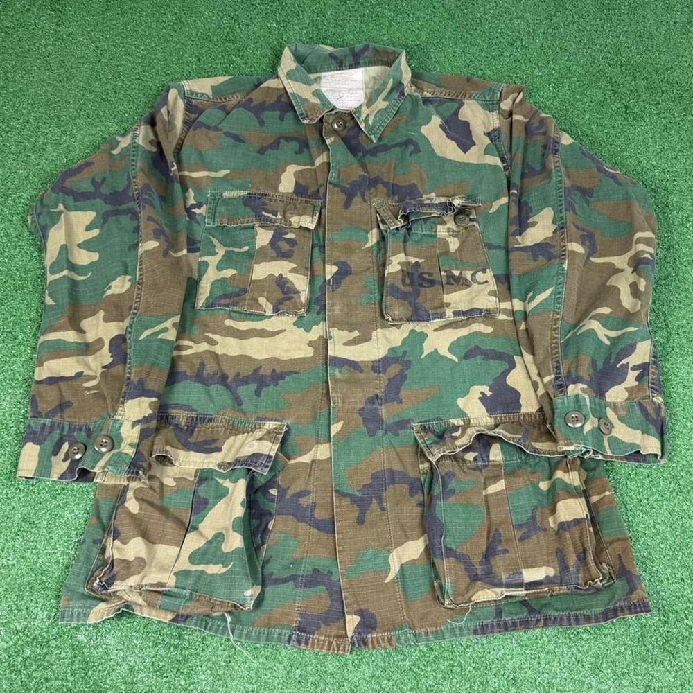 Vintage 70s USMC Hot Weather Coat Camo Jacket Military ERDL Jungle Woodland
